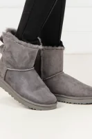 Di pelle stivali da neve mini bailey bow II | con l'aggiunta di lana UGG 	grigio