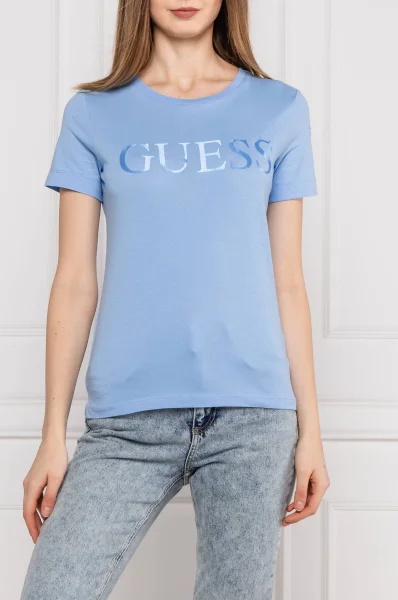 t-shirt satinette | regular fit GUESS 	azzurro