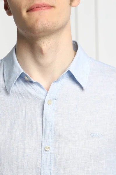 di lino camicia collins | regular fit GUESS 	blu