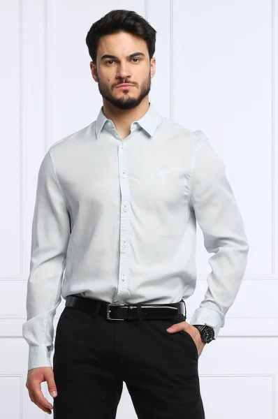 camicia collins | regular fit | con l'aggiunta di lino GUESS 	azzurro