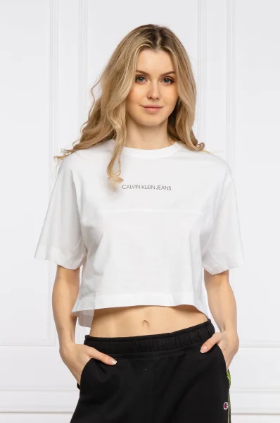 t-shirt | cropped fit CALVIN KLEIN JEANS 	bianco